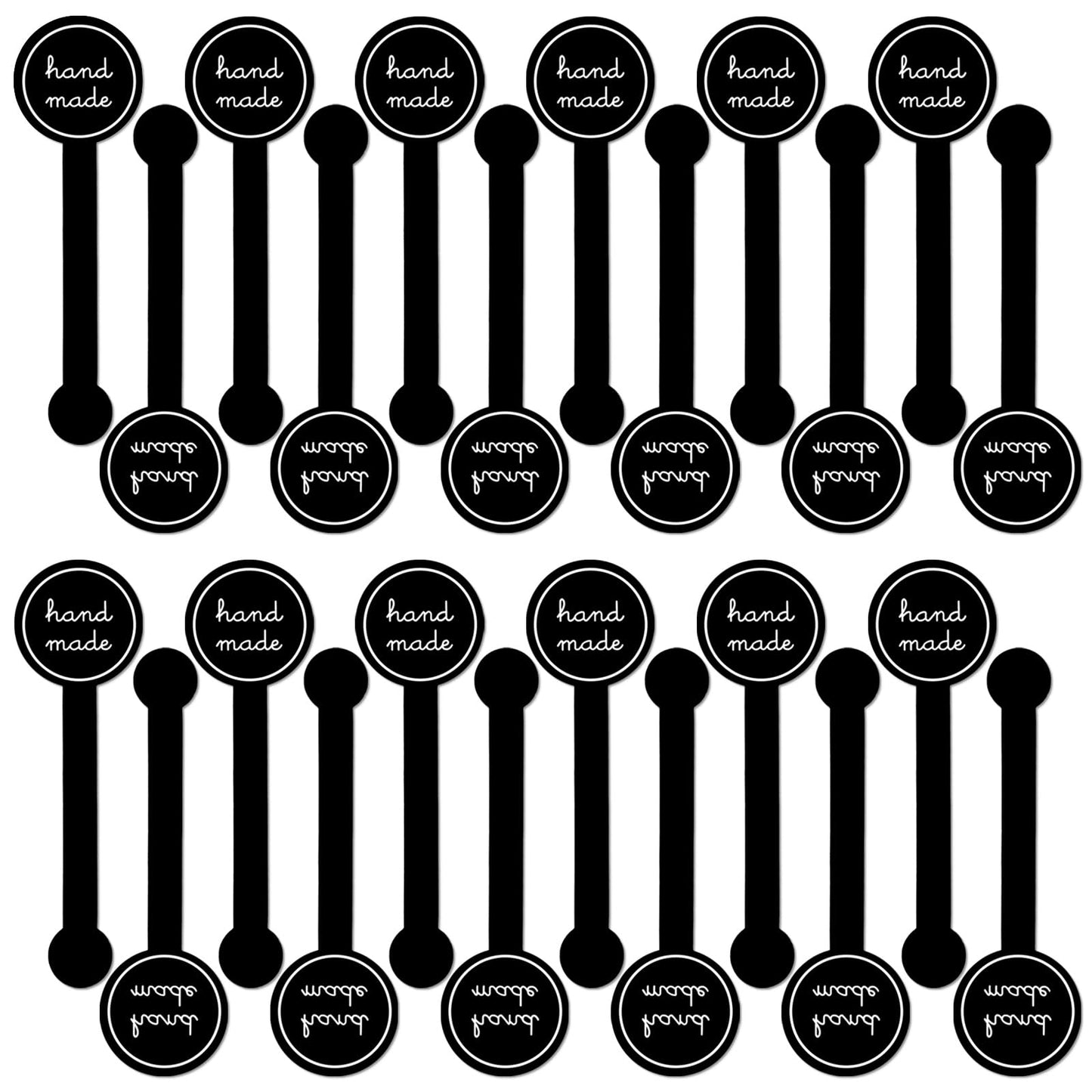 600Pcs Handmade Food Baking Seal Stickers, Black Striped Long Label, Self-Adhesive Goods Sealing Labels Sticker for Cookie Candies,Bakery Cake,Biscuit (Black)