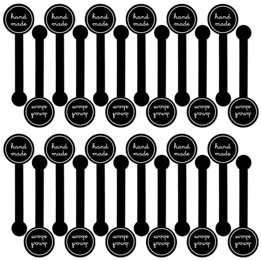 600Pcs Handmade Food Baking Seal Stickers, Black Striped Long Label, Self-Adhesive Goods Sealing Labels Sticker for Cookie Candies,Bakery Cake,Biscuit (Black)