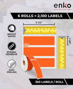 enKo 30252 6 Rolls | 2100 Orange Return Address Labels (1-1/8 x 3-1/2 in)