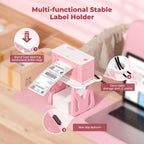 MUNBYN Thermal Label Holder for Rolls and Fanfold Labels White and Pink