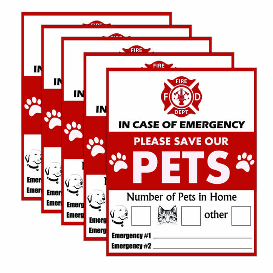 10 Pcs Pet Alert Stickers 4×5 inch Self-Adhesive Save Our Pets Stickers Pets Emergency Labels on House Window Door