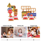 iplusmile Kids Traffic Signs Playset: 30pcs Street Traffic Cone Barricade Signs Crosswalk Signal Educational Mini Toys for Boys Girls, Ages 3+