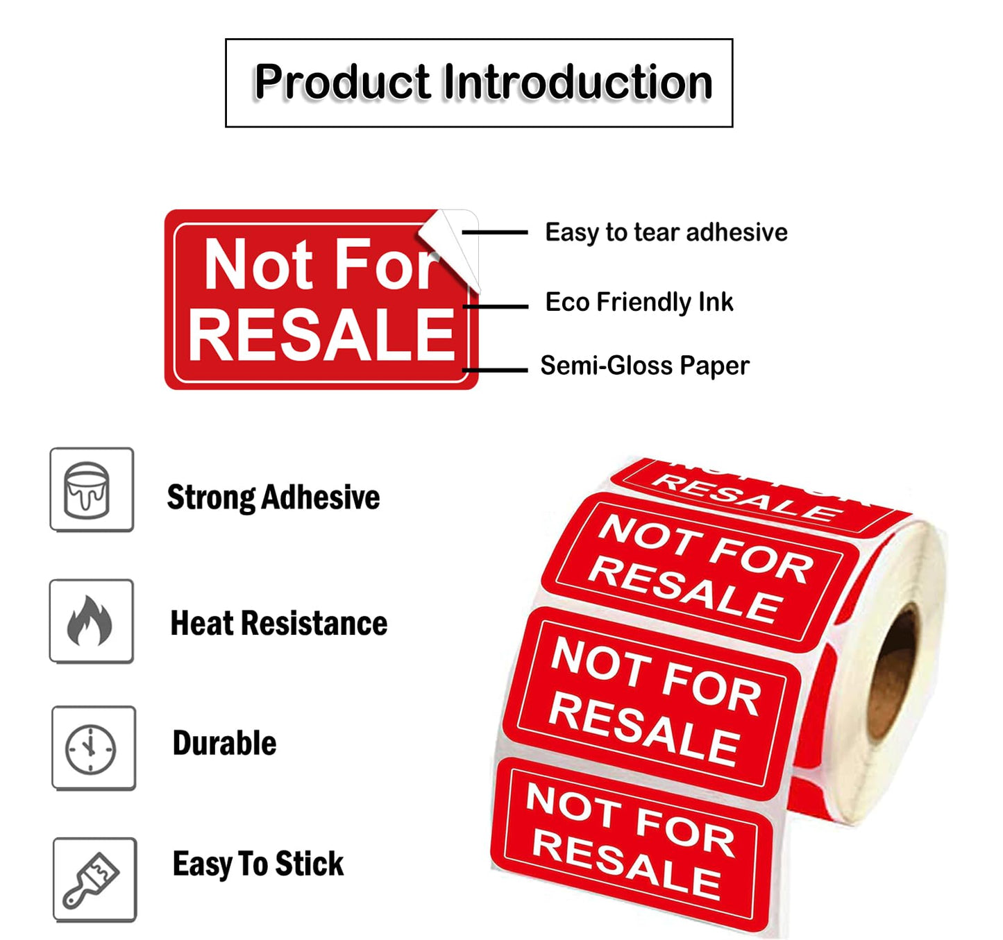 Not for Resale Stickers 1 x 2 Inch Not for Resale Labels for Inventory,Retail Store,Sample,Showcase Products 500 Pcs Per Roll Inventory Stickers