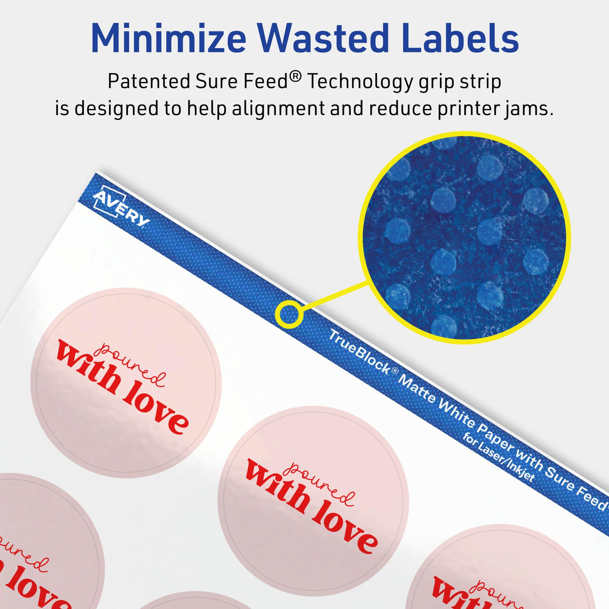 Avery TrueBlock Matte White Round Labels, Sure Feed Technology, 1-5/8" Diameter, 1,000 Matte White Labels, Print-To-The-Edge, Laser/Inkjet Printable, Great for Making Stickers or Product Merchandising 1,000 labels