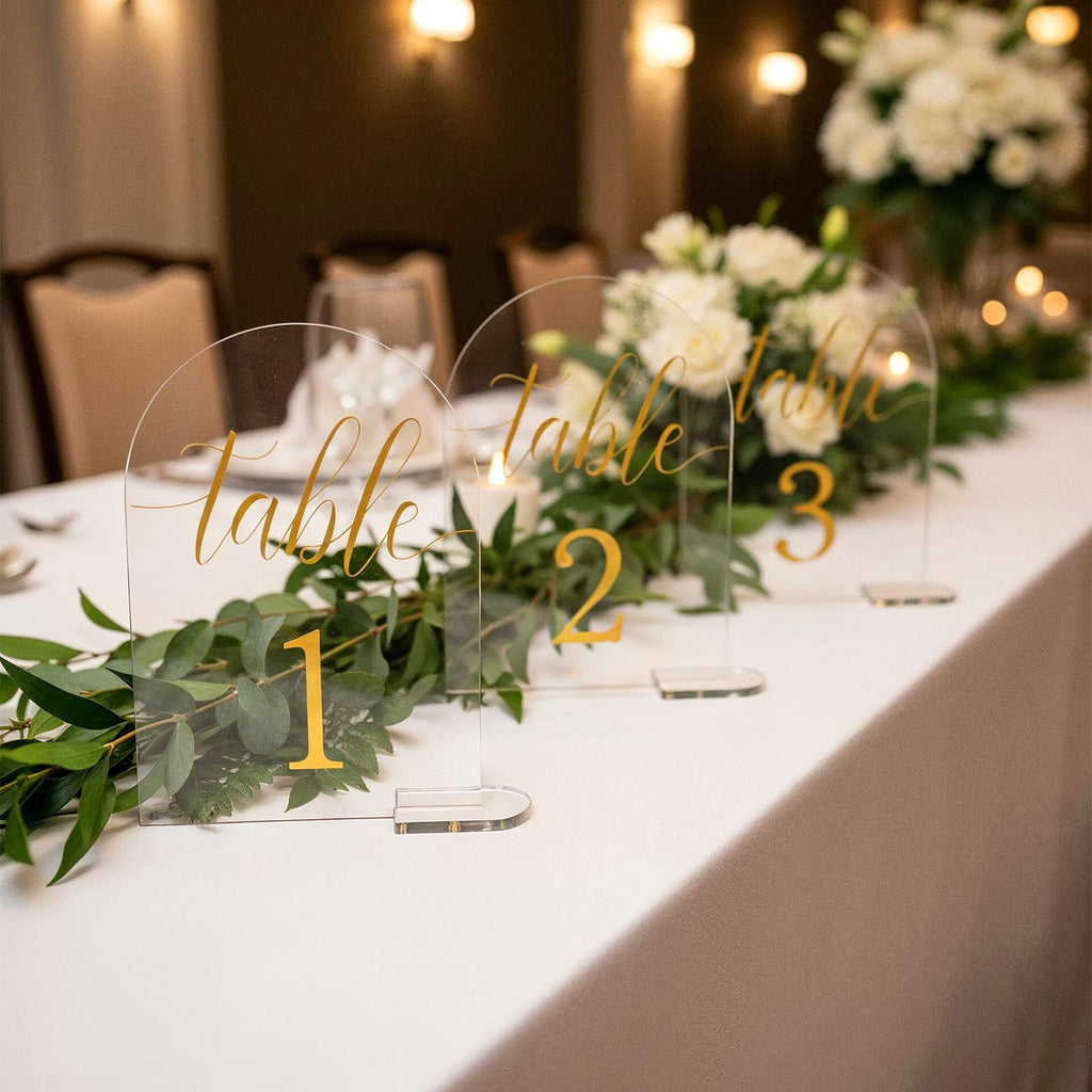 Kifmurase 30 Sets Gold Wedding Table Numbers Clear Number Display Stand
