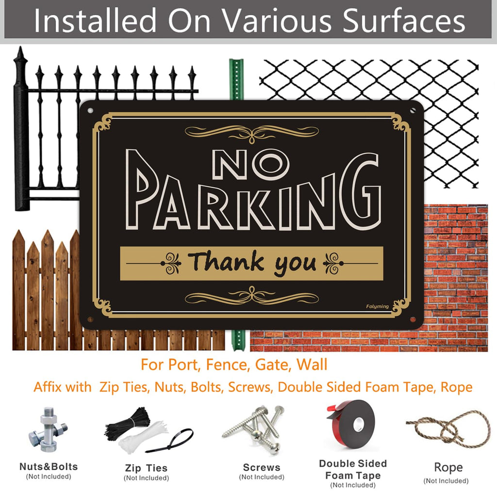 2 Pack No Parking Thank You Signs 12 x 8 Inches Metal Do Not Park Signs Reflective Sturdy Rust Aluminum UV Protected Waterproof Easy to Install Outdoor Use B