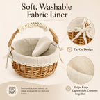 10.2-Inch Empty Round Wicker Easter Basket with Fabric Liner
