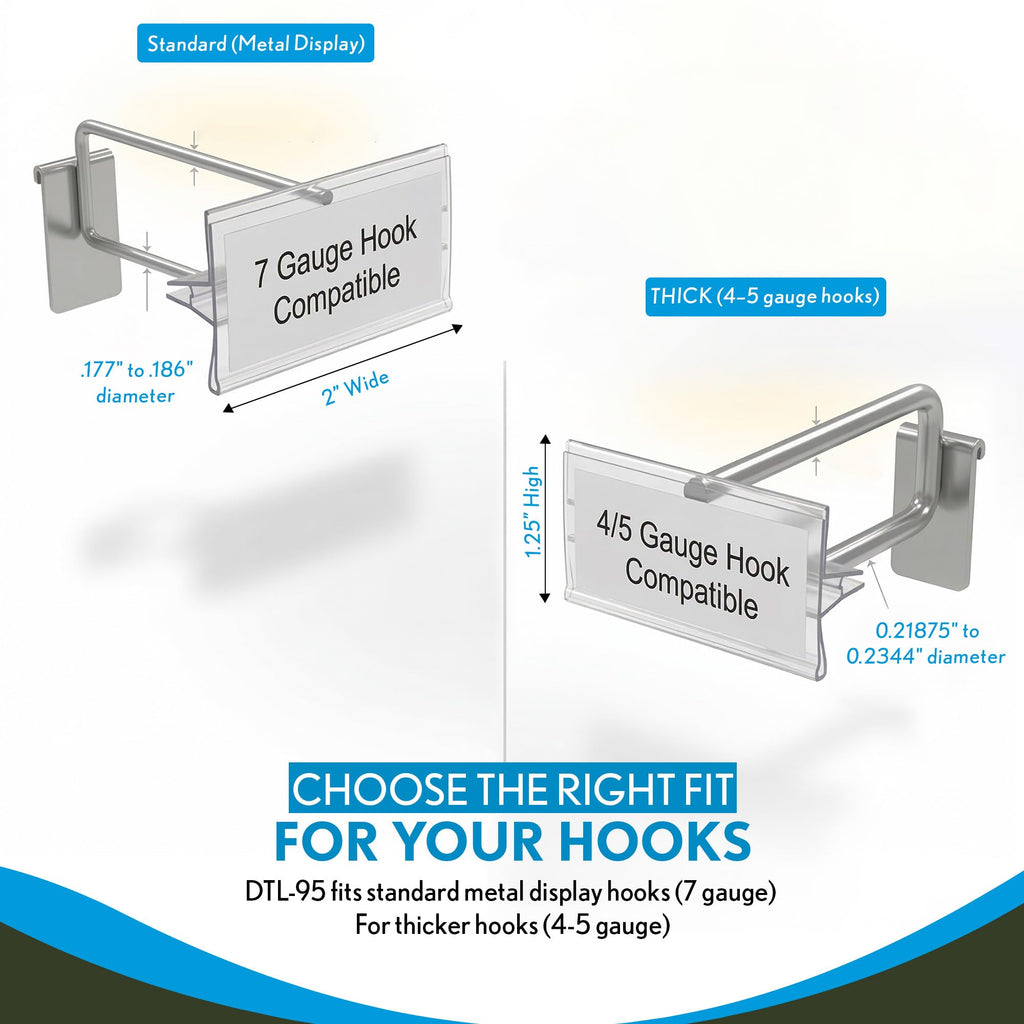 25 Pack Label Holder for Scan Plates on Display Hooks, Data-Tag Label Holders by Clip Strip