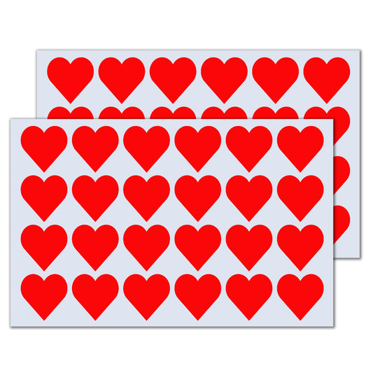 1200 Pack, 1" Red Heart Stickers Labels - 50 Sheets 1" | 1200 Stickers