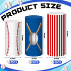 Frienda 3 Pcs Halloween Cylinder Cover Wraps for Dessert Table, Baseball White Blue Red