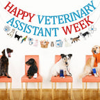 Qttier Happy Veterinary Assistant Week Banner, Pre-strung