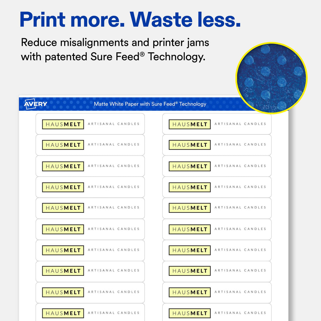 Avery® Matte White Rectangle Labels, 2/3" x 3-7/16", 1500 Total 1,500 labels