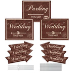 Wedding Direction Signs, 9-Piece Double-Sided Wedding This Way & Parking Sign Set with Stakes & Rods, Corrugated Plastic Yard Signs, Reversible Arrows for Outdoor Ceremony & Reception Wedding This Way Signs