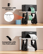 MUNBYN Thermal Label Holder for Rolls and Fanfold Labels Black and White