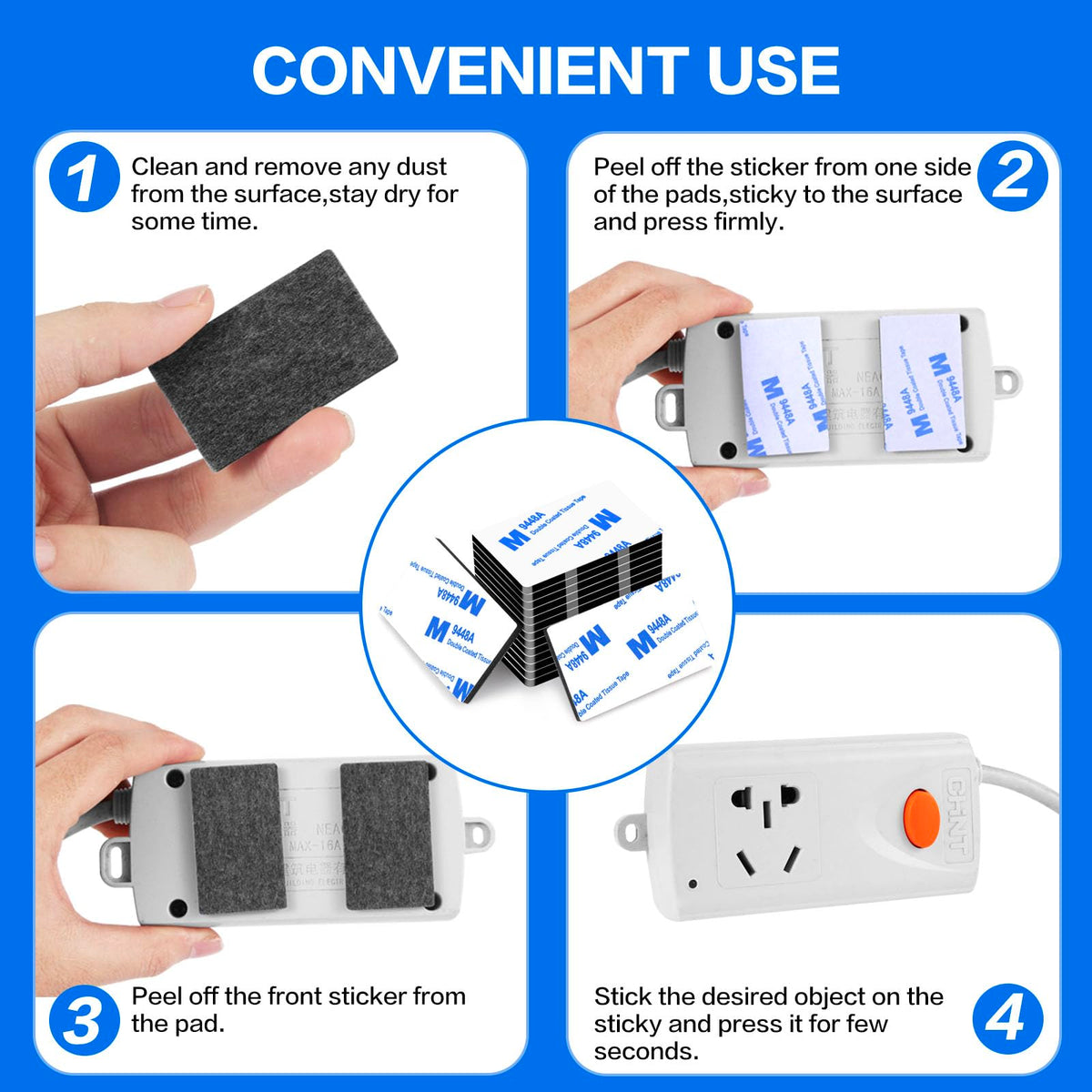 100 Pcs Double Sided Adhesive Pads,Heavy Duty Mounting Tape, 3mm Thickness Pre-Cut Foam Tape,Super-Sticky Black Strong Pads Rectangle Shape Waterproof for Walls Picture, Car, Home, Office 1.97x1.18 100