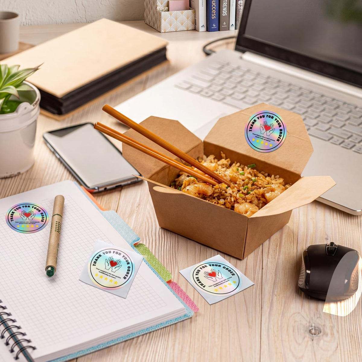Fulmoon 1000 Pcs Thank You for Your Order Stickers Bulk, Round, Holographic