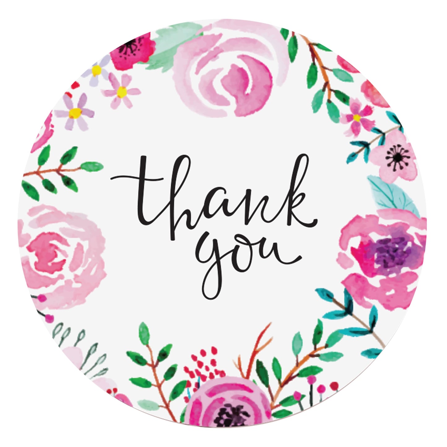 easykart labels 500 Thank You Stickers 1.5" Inch, Pink Water Color Flower Design for Birthdays, Weddings, Giveaways, Bridal Showers and Perfect for Small Business Owners (1 Roll)
