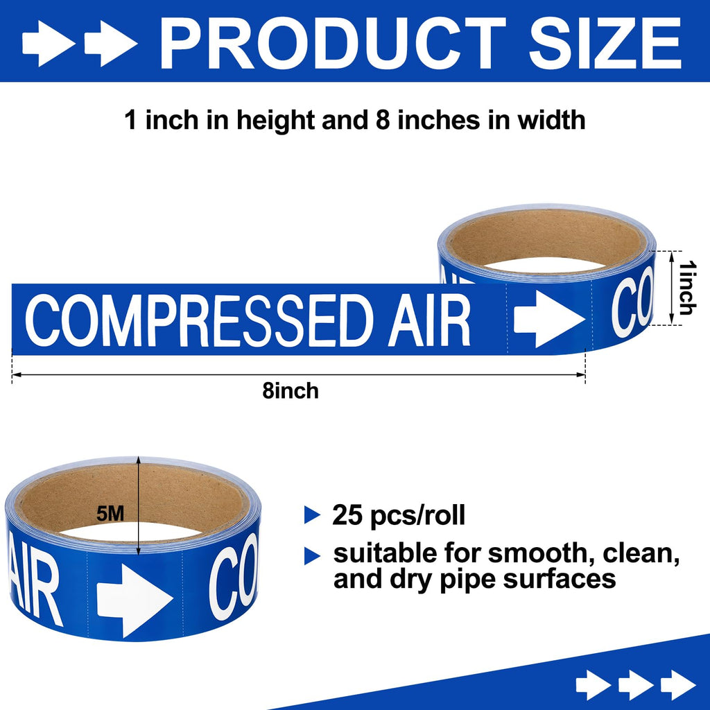 1 Roll Compressed Air Pipe Labels, Economy Pipe Markers 1