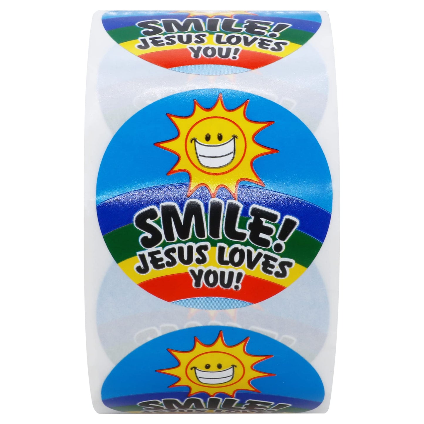 Hybsk Jesus Stickers 1.5 inch Smile Jesus Loves You Labels for Church Christmas Items Gift Total 500 Labels Per Roll