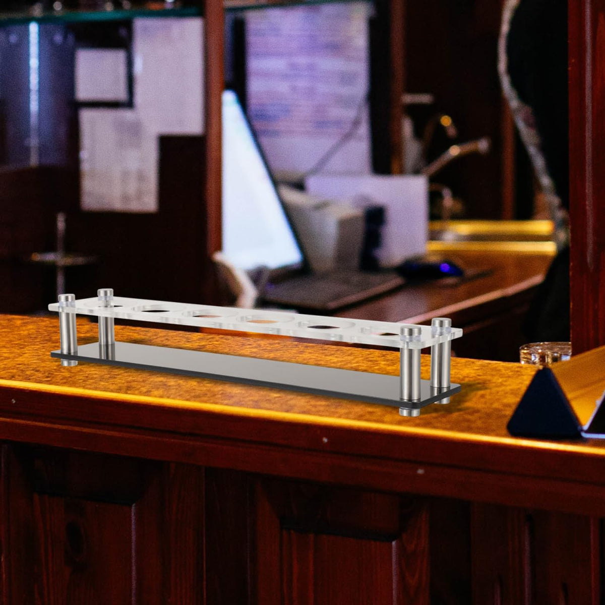 Toyvian Acrylic Shot Glass Holder Tray, 6 Slots Heavy Duty Shot Glasses Server Rack Carrier for Bar Home Gathering Party Festival Nightclub