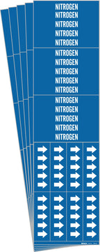 Brady 7200-3C-PK, NITROGEN Pipe Marker with Arrows White on Blue 3 per Card, 5 PK, Legend 'NITROGEN'