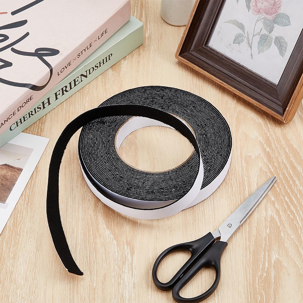 BENECREAT 10.94 Yards Self Adhesive Felt Tape, 0.79 Inch Black Felt Strips with Adhesive Backing for Furniture Protecting Hardwood Floors Chair Wall