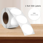 Round Thermal Labels Vinyl 1.5 Inch Khaki & White Bundled