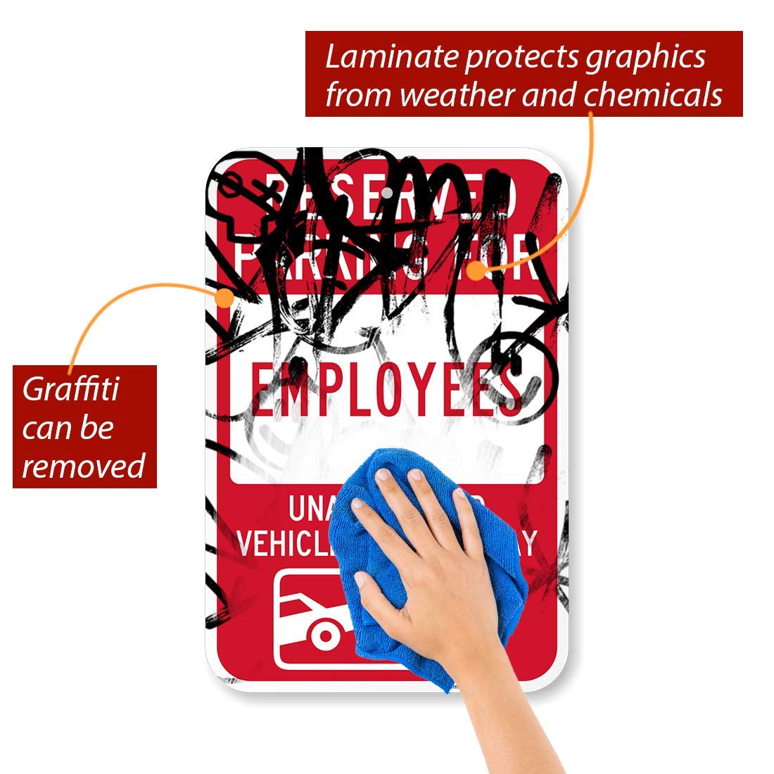 SmartSign "Reserved Parking For Employees - Unauthorized Vehicles Towed" Sign | 12" x 18" Aluminum 12" x 18"