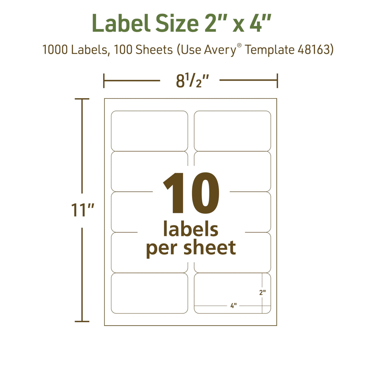 Avery® EcoFriendly Recycled Shipping Labels, 2" x 4", White, Permanent Adhesive, Laser & Inkjet Printers, 1,000 Total, Great for Shipping and Mailing, Product Merchandising, and More (48163) 1,000 labels 2" x 4"