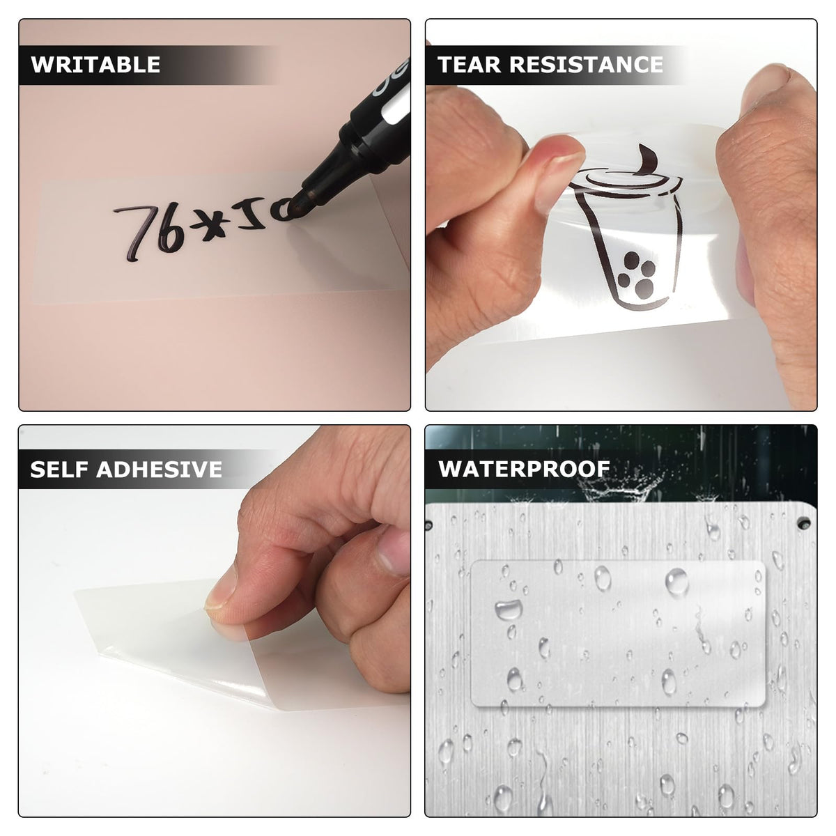 Clear Thermal Labels Vinyl 2 × 3 Inch & 2 Inch Bundled