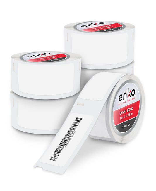 enKo Compatible for Dymo 30336 Labels (1 x 2-1/8 inches) - 6 Rolls, 3,000 Labels for Dymo LabelWriter 450 Turbo Printer and 4XL - Direct Thermal Address, Shipping and Barcode Labels 6 Rolls - 3000 Labels