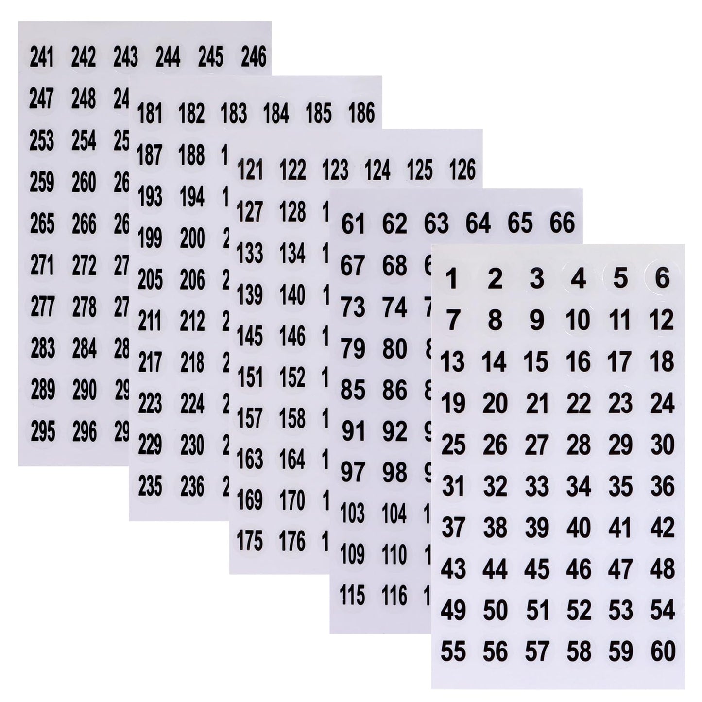 Mini Skater 15 Sheets 1 to 300 Small Round Clear Consecutive Number Stickers Self Adhesive Labels Inventory Storage Stickers for Organizing Nail Polish Bottles Office Classroom Supplies