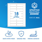 3" X 1" Matte White Printable Address Labels (100 Sheets, 1800 Stickers) 1800 Labels