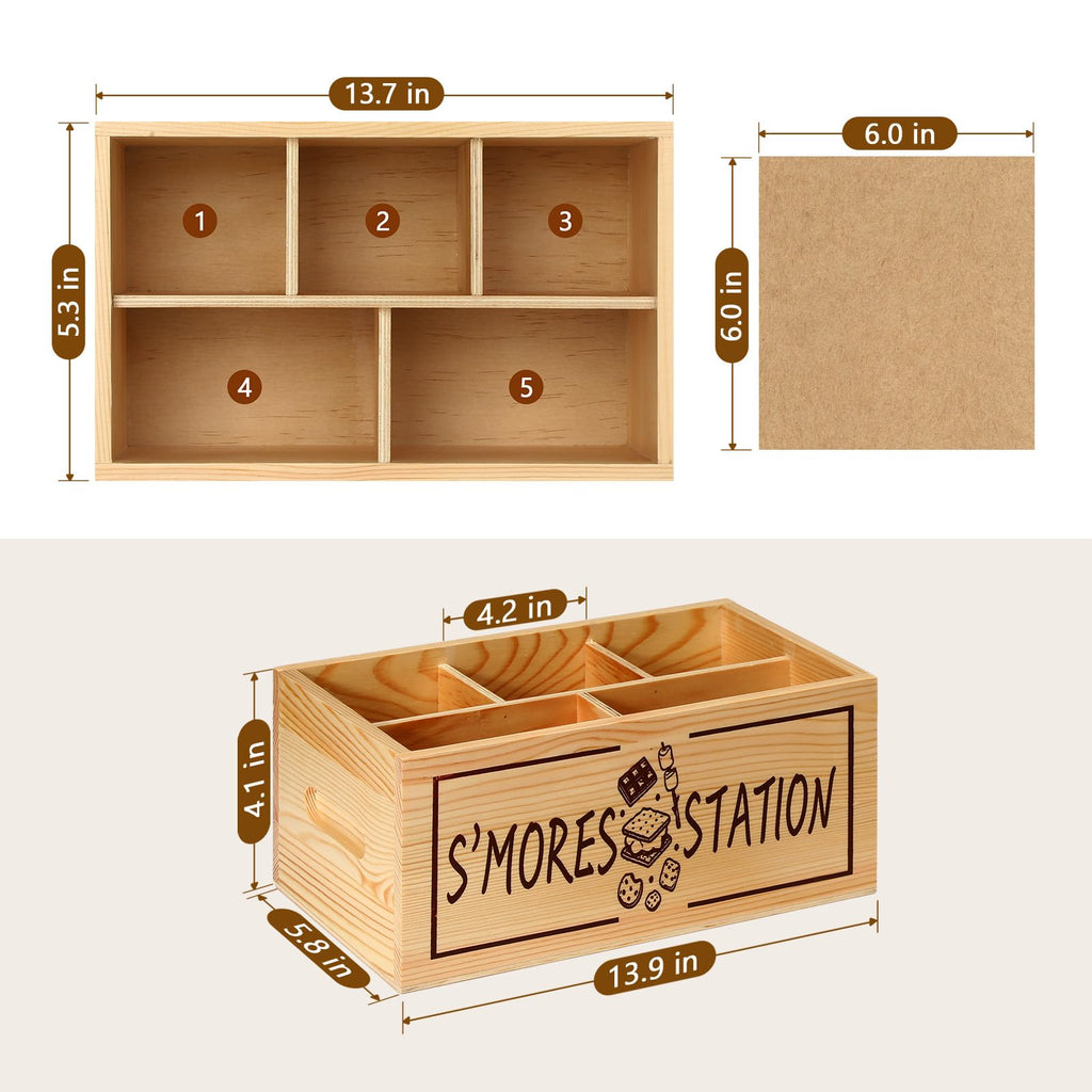 S‘mores Station with Tray Handle-farmhouse Smores Kit, Natural natural color