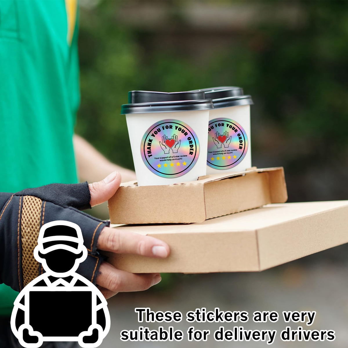 Fulmoon 1000 Pcs Thank You for Your Order Stickers Bulk, Round, Holographic