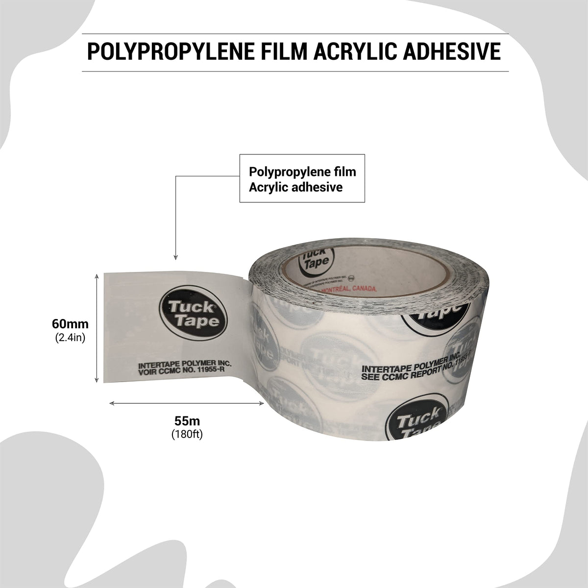 Tuck Tape Construction Sheathing Tape, Epoxy Resin Tape, 2.4 in x 180 ft (White) White