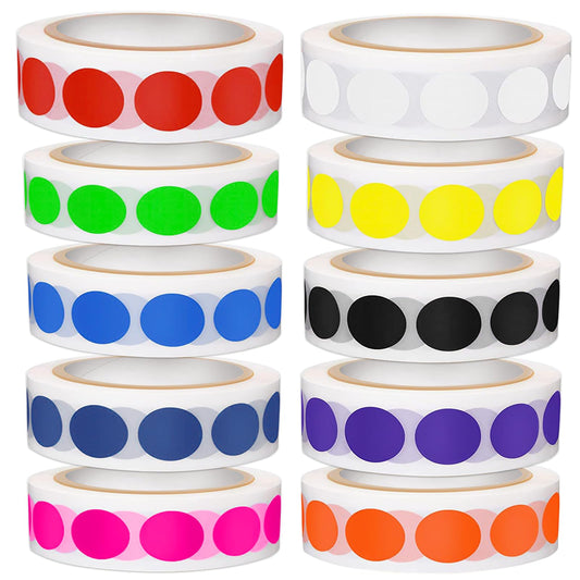 10000Pcs 1/2" Dot Stickers, Round Colored Coding Labels, Circle Stickers 10 Assorted Colors for Yard Sale Home Office Classroom Toddlers