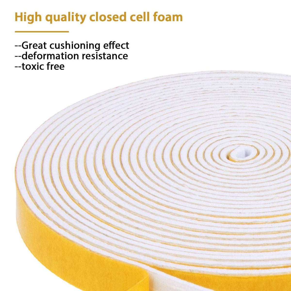 4 Rolls Weather Stripping for Doors, 1/4 Inch Wide X 1/16 Inch Thick Total 52 Feet Long Adhesive Soundproof Foam Seal Tape for Windows(13ft x 4 Rolls) 1/4" (W) x 1/16" (T) x 52' (L) White
