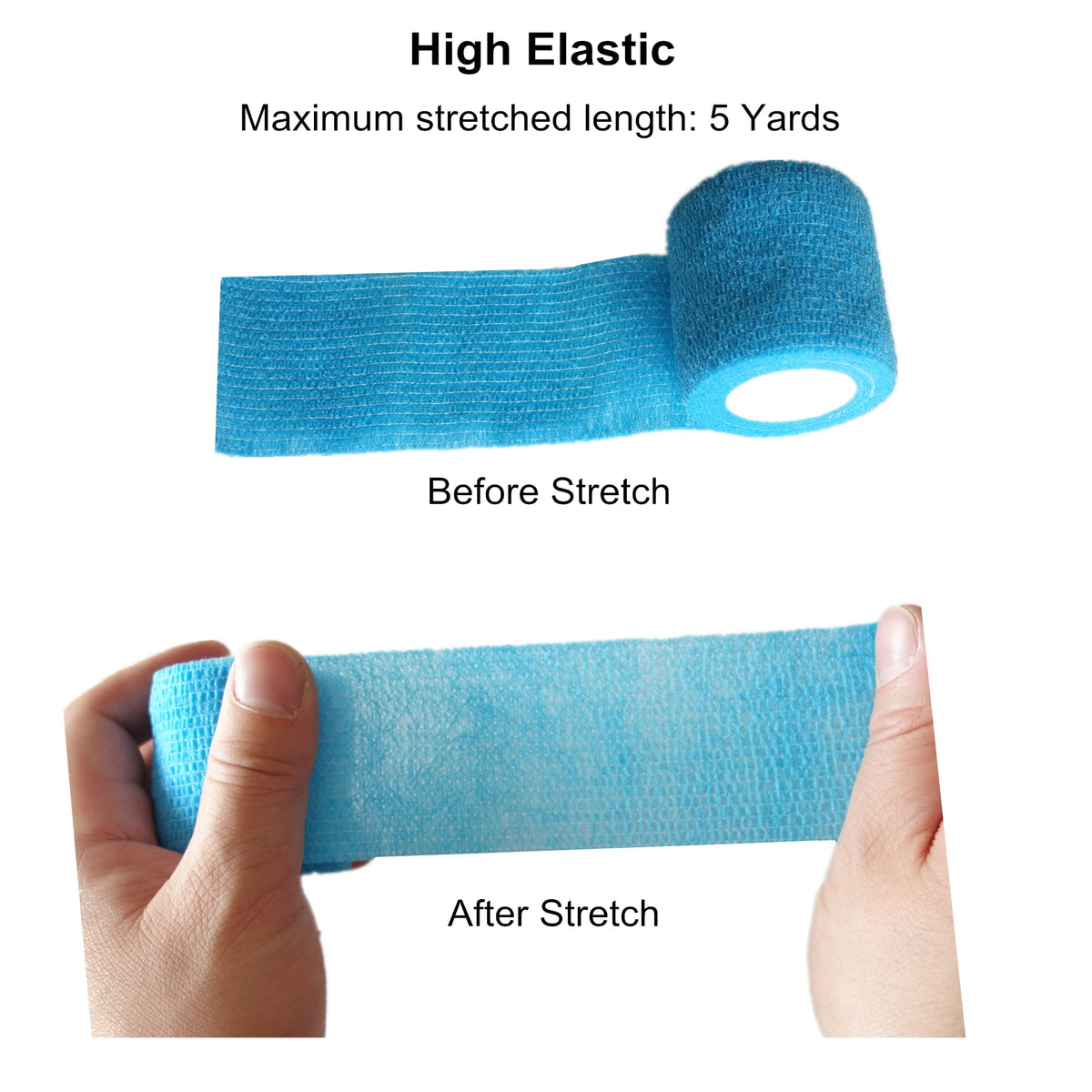 Baisunt 6 Pack 2 Inches Cohesive Bandage Self Adhesive Wrap Elastic Self Adherent Vet Wrap Breathable Self Stick Tape for Wrist, Ankle, Sports, Tatoo Wrap(5 Yards, Blue) 2 Inch