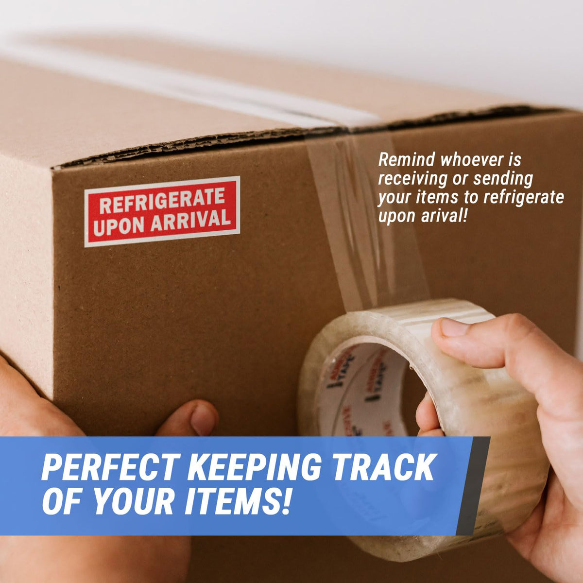 1.25 x 4 Inch, REFRIGERATE Upon Arrival Labels, Red, 4 Packs