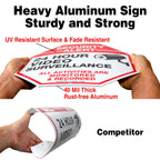 Video Surveillance Sign, 4 Pack 10 x 10 Rust Free .040 Aluminum Security Warning Reflective Metal Signs, Indoor or Outdoor Use for Home Business CCTV Security Camera, UV Protected & Waterproof