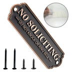 Brass No Soliciting Sign, No Soliciting Sign for House - Solid Brass Wall Plaque Handmade Traditional Home Decor, Elegant No Soliciting Do Not Knock or Ring Bell Sign for Office and Business (Brass No Soliciting Sign, 7 x 2.35 inches)