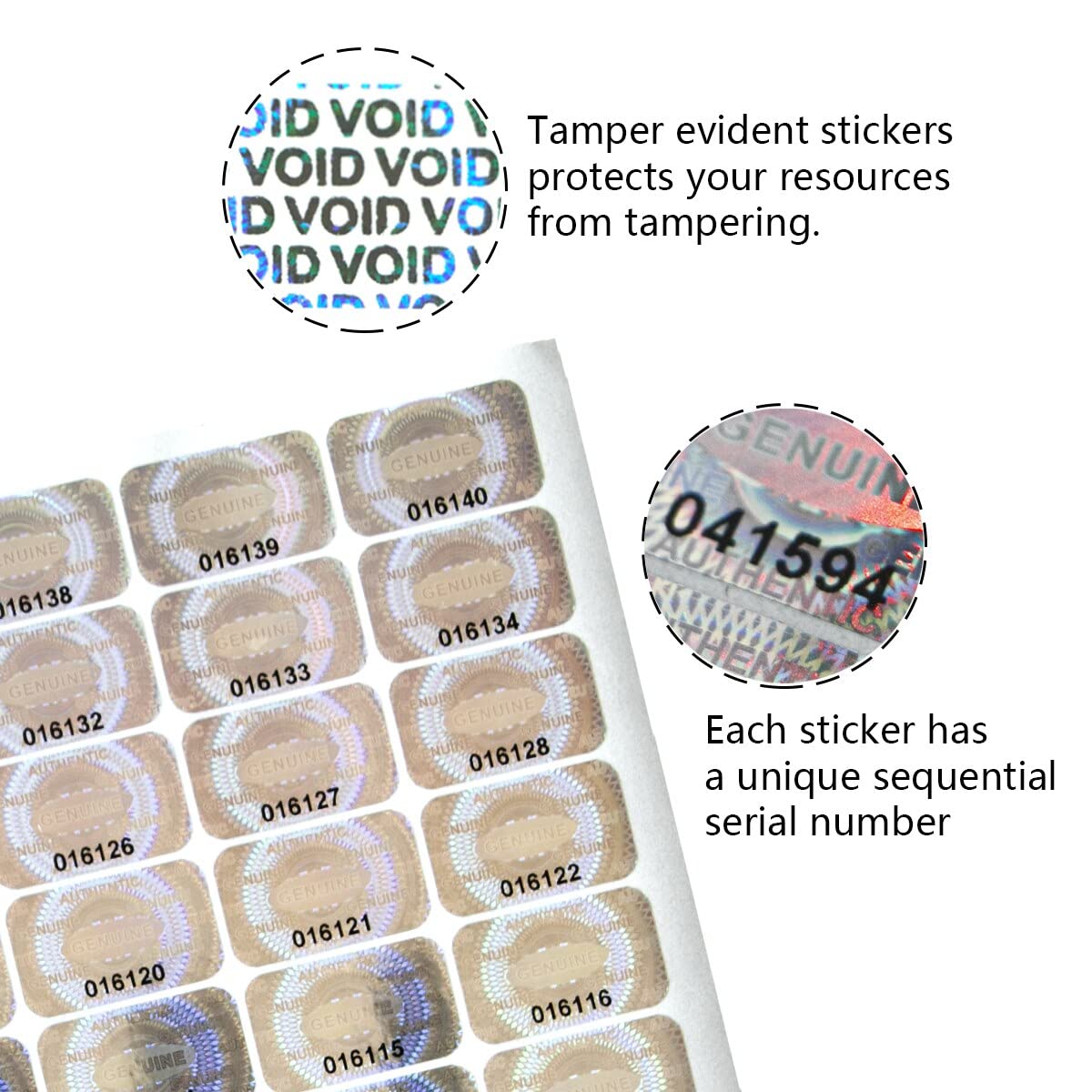 dose not apply 120 Pcs Authentic Hologram Labels/Stickers Silver Transfer Tamper Evident Security Warranty Void Seals / Stickers High with Unique Sequential Serial Numbering(1X0.6 inch) 120pcs