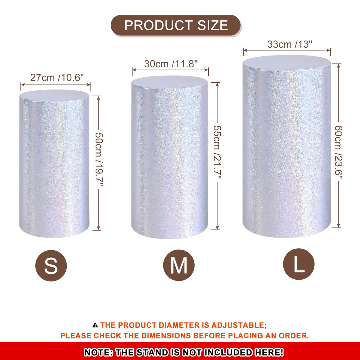 uxcell Set of 3 Cylinder Spandex Stand Cover White-S/M/L