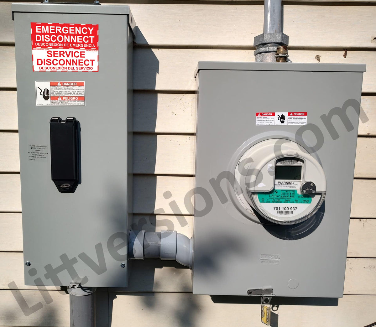 4 Pack (4in1 Label) NEC Compliant Emergency Service Meter Disconnect NOT Service Equipment Generator Bilingual Laminated Label Sticker Electrical Panel 44-944-945 4 Pack Bilingual/Spanish