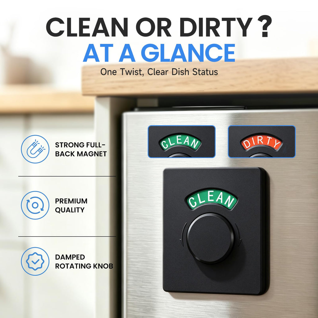 Clean Dirty Magnet for Dishwasher, Rotating Knob Dishwasher Sign Red&Green