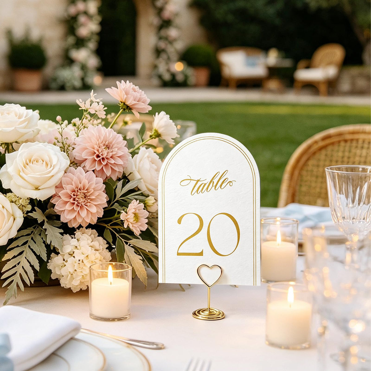 Wedding Table Numbers 1-20 with Head Table, Gold Table Numbers, Art Paper