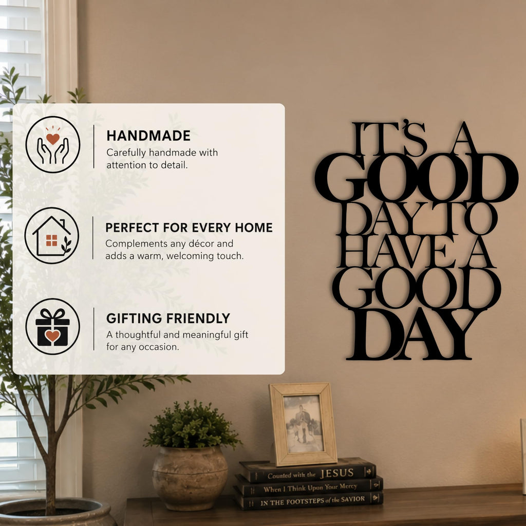 JYNORA Inspirational All-Metal Sign 12x10 Inch - It's a Good Day to Have a Good Day Positive Affirmation Freestanding Tabletop Plaque, Large Motivational Home & Office Desk Decor