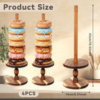 4 Pcs Wooden Donut Stand for Dessert Table Farmhouse Donut Stand