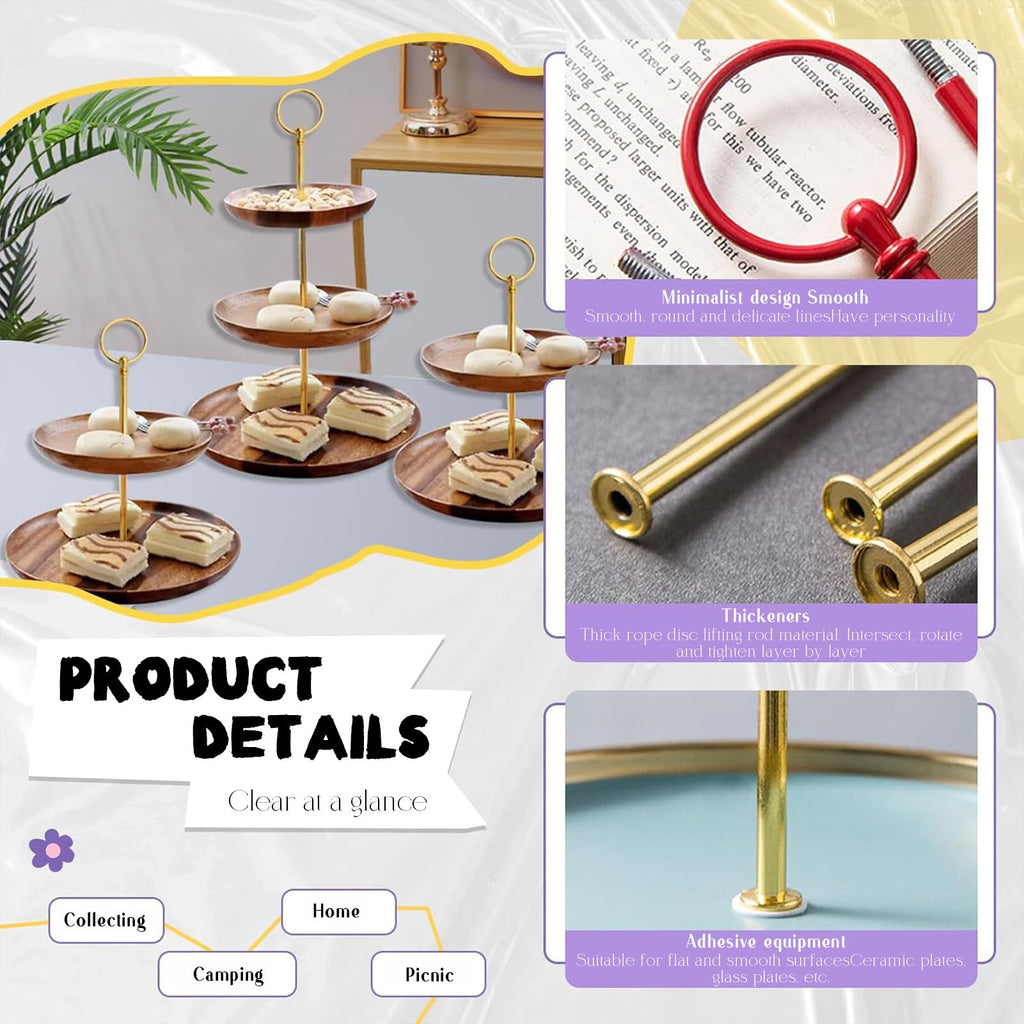 4 Set 3-Tier Cupcake Stand Hardware Handles, Tiered Tray Plate Hardware Kit, Zinc Alloy Cake Plate Stand Handle Fittings with Screws, Heavy Metal Cake Stands Holder, Round